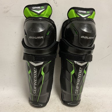 Used Bauer SUPREME ONE.6 Junior Shin Guards Black And Neon Green 12" 11855-S000192509
