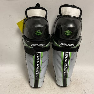 Used Bauer SUPREME PRO Junior Shin Guards Black And Neon Green 10" 11855-S000192448