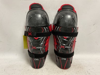 Used Bauer VAPOR X700 Junior Shin Guards Black And Red 11" 11855-S000192425
