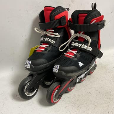 Used Rollerblade MICROBLADE 2-5 Junior Rec Fitness Skates Red Adjustable 11855-S000192397