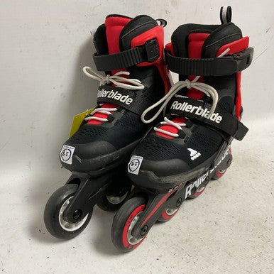 Used Rollerblade MICROBLADE 2-5 Junior Rec Fitness Skates Red Adjustable 11855-S000192397