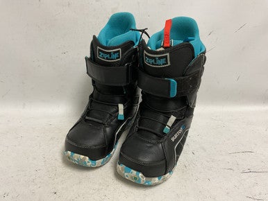 Used Burton ZIPLINE Boys Snowboard Boots Black And Carolina Blue Junior 06 11855-S000192287