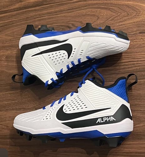 Nike Mens 10.5 Alpha Menace Strong Football Cleats White/Hyper Royal II5139-101