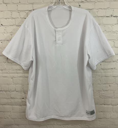 Sport-Tek 90836 Men's 100% Polyester 2-Button Baseball Jersey White XL