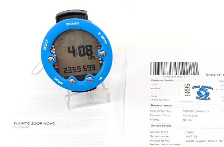Suunto Zoop Novo Wrist Scuba Dive Computer Air & Nitrox Blue SERVICED      #5689