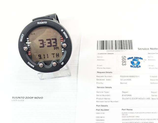 Suunto Zoop Novo Wrist Scuba Dive Computer Air & Nitrox Black SERVICED     #5683