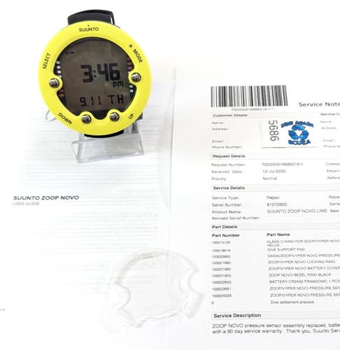 Suunto Zoop Novo Wrist Scuba Dive Computer Air & Nitrox Yellow SERVICED    #5686