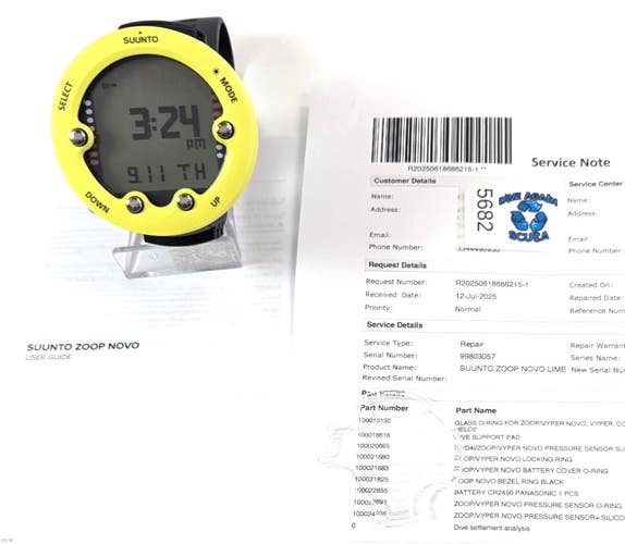 Suunto Zoop Novo Wrist Scuba Dive Computer Air & Nitrox Yellow SERVICED #5682