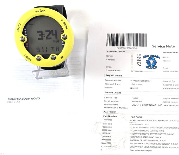 Suunto Zoop Novo Wrist Scuba Dive Computer Air & Nitrox Yellow SERVICED    #5682