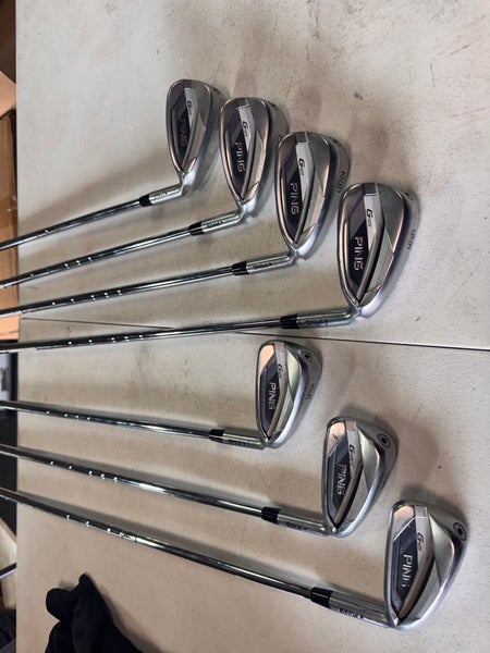 Men's 2021 Ping G425 Right Handed Iron Set Stiff Flex (7 Clubs) #5 - #9, PW, UW Steel Shaft (Used)