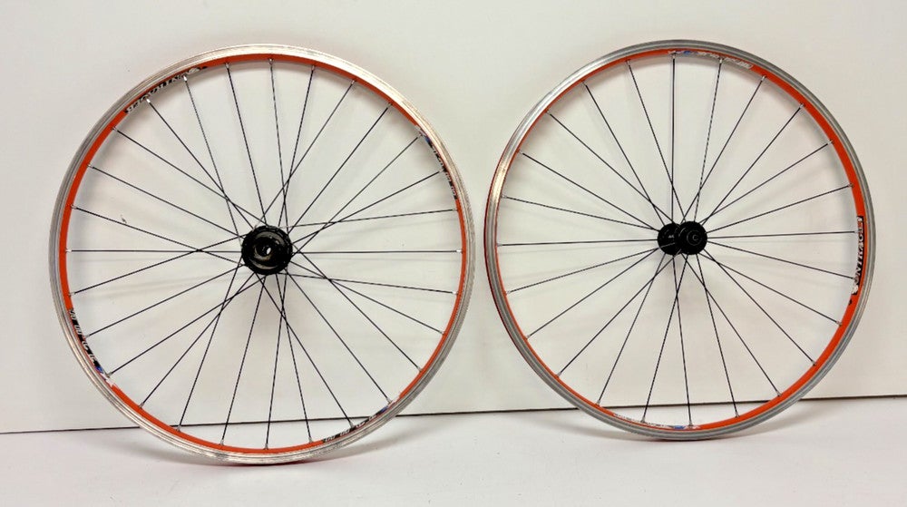 Vintage Bontrager Race 28/24-Spoke Orange Aluminum 26" Mtn Bike Wheelset READ