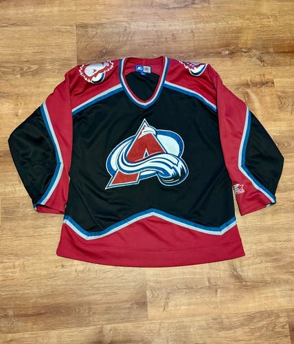 Men’s Vintage Starter Colorado Avalanche Black Fashion Jersey (L)