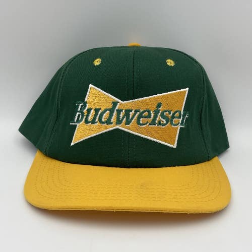 Vintage Budweiser Bud 90s Beer Snapback Hat Cap Made In USA Green Bay Packers
