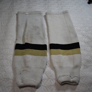 Knit Striped Hockey Socks, White/Gold/Black, 23 Inches