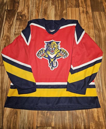 Vintage CCM Florida Panthers Blank Red NHL Embroidered Sports Jersey Size XL