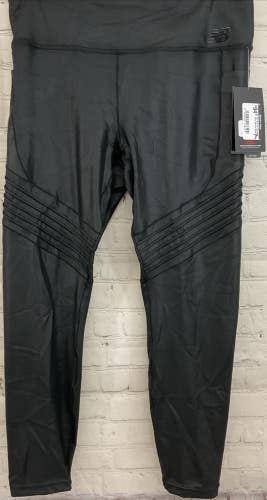 New Balance Womens Large High Rise Durable Running Tights Black Fitted Quick Dry