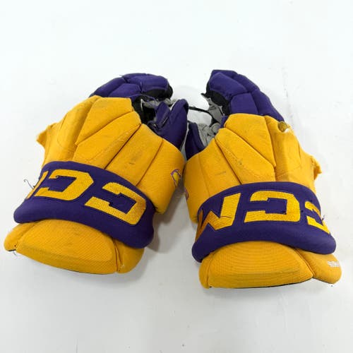 Used Yellow and Purple CCM Jetspeed Gloves | 14" | E557