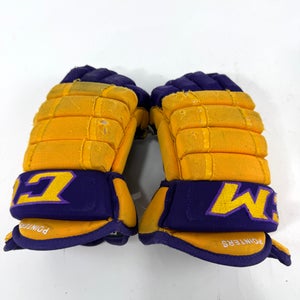 Used Yellow and Purple CCM 4 Roll Pro Gloves | 14" | E461