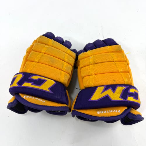Used Yellow and Purple CCM 4 Roll Pro Gloves | 14" | E455