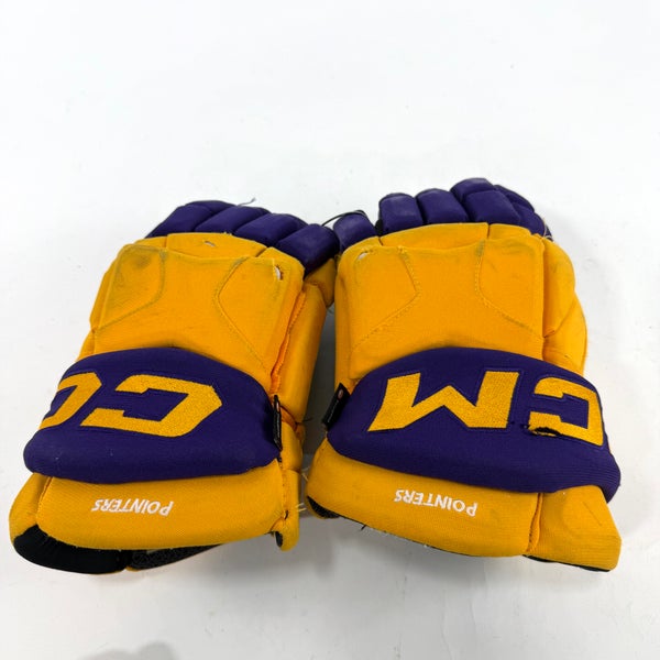 Used Yellow and Purple CCM Jetspeed Gloves | 14" | E558