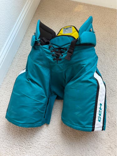 Sharks Teal HPTKXP CCM Small/Medium Hockey Pants Pro Stock Barracuda