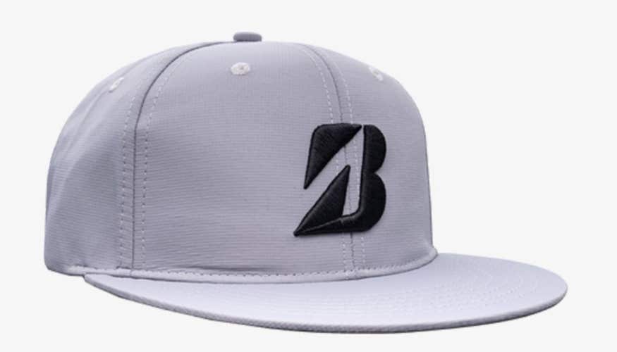 Bridgestone Tour Flat Snapback Cap (Gray, Adjustable) 2023 Golf Hat NEW