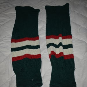 CCM Knit Striped Hockey Socks, Green/White/Red, Senior 28 Inches