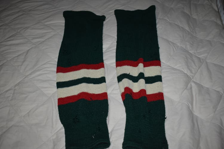 CCM Knit Striped Hockey Socks, Green/White/Red, Senior 28 Inches