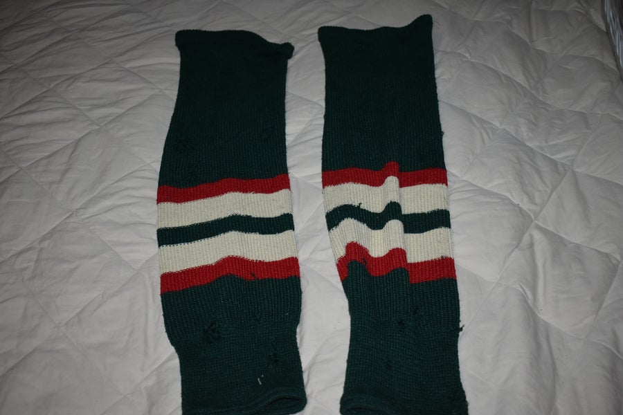 CCM Knit Striped Hockey Socks, Green/White/Red, Senior 28 Inches