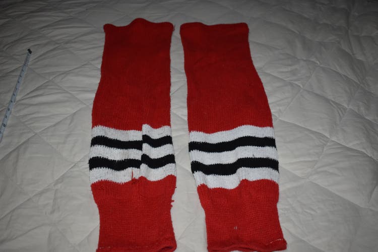 CCM Knit Striped Hockey Socks, Red/White/Black, Senior 28 Inches