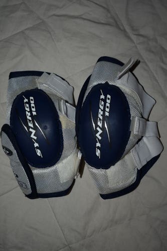 Easton Synergy 100 Hockey Elbow Pads, Blue/White, Junior Medium