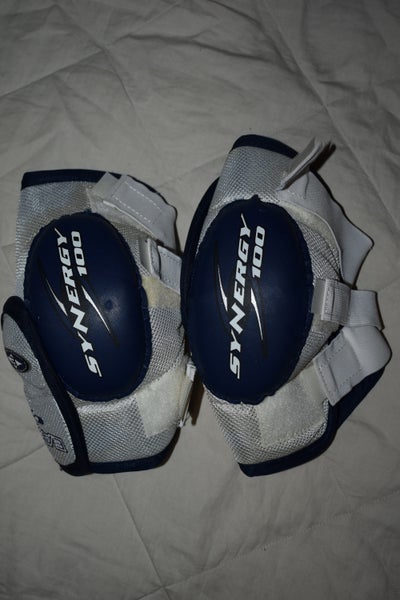 Easton Synergy 100 Hockey Elbow Pads, Blue/White, Junior Medium