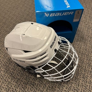 Large White Bauer ReAkt 90 Helmet (New) With True Vision mask