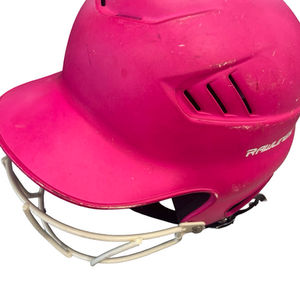 Used Rawlings HELMET W/ MASK Batting Helmet w/Mask Pink MD 11682-S000120815