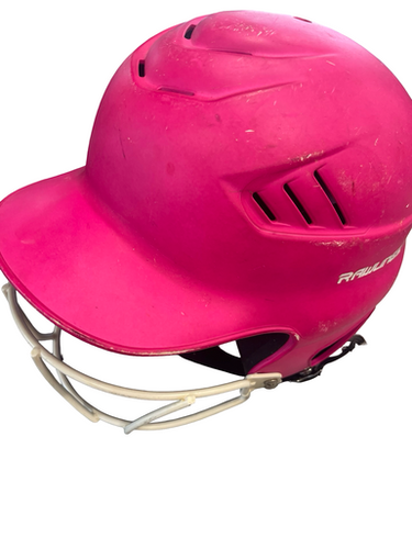 Used Rawlings HELMET W/ MASK Batting Helmet w/Mask Pink MD 11682-S000120815