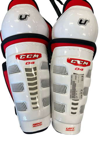 Used CCM O4 U+ Youth Shin Guards White 10" 11682-S000119884