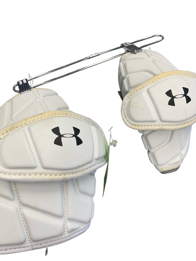 Used Under Armour COMMAND Lacrosse Arm Pads/Guards White LG 11682-S000111738