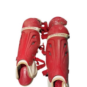 Used Easton RED SHIN GUARDS Catchers Leg Guards Red Adult 11834-S000041589
