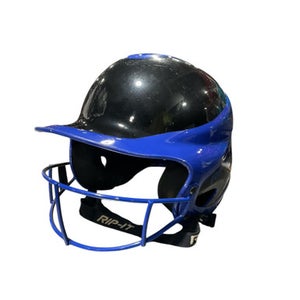 Used RIP-IT BLACK HELMET W/ MASK Batting Helmet w/Mask Royal Blue SM 11834-S000041587