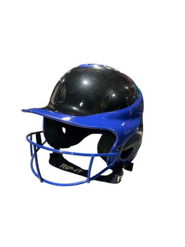 Used RIP-IT BLACK HELMET W/ MASK Batting Helmet w/Mask Royal Blue SM 11834-S000041587