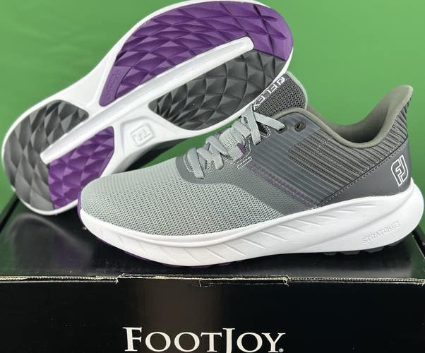 FootJoy Womens FJ Flex Spikeless Golf Shoes Style 95721  Grey/Purple Size 8 NEW