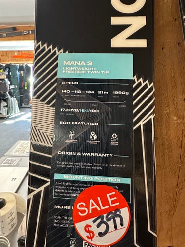 Unisex 2023 Powder 184 cm Faction Mana 3 Skis Without Bindings (New)