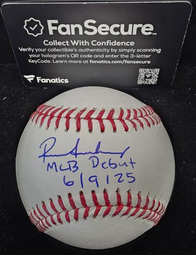 Red Sox ROMAN ANTHONY "MLB DEBUT 6-9-25" Signed Auto Autograph Baseball COA