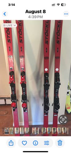 2024 Stockli LASER GS FIS 188 cm Racing Skis With Bindings Max Din 16 (Used) - two pair