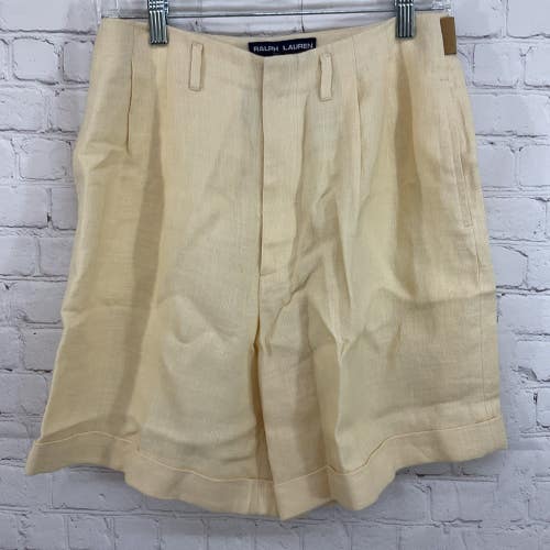 Ralph Lauren 32618-71 Women's GRAND PAVILLION 100% Linen Shorts Light Tan Size 8