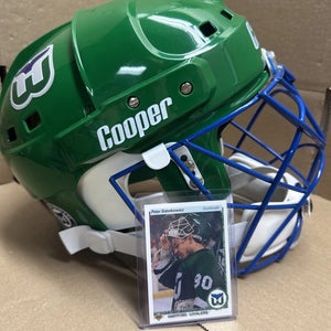 VINTAGE GREEN HARTFORD WHALERS COOPER SK2000 LARGE GOALIE MASK / HELMET COMBO “LAST ONE”