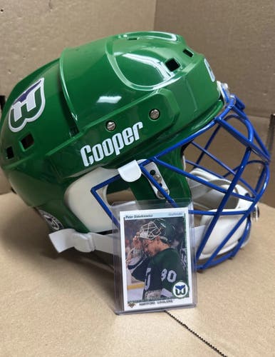 VINTAGE GREEN HARTFORD WHALERS COOPER SK2000 LARGE GOALIE MASK / HELMET COMBO “LAST ONE”