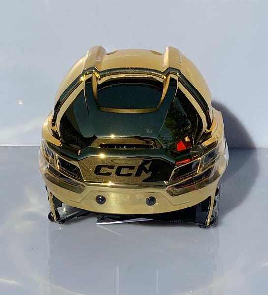 Brand New Pro Stock CCM Tacks 720 Size Medium Gold Chrome Hockey Helmet