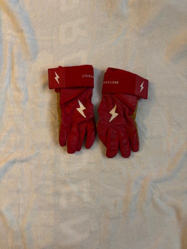 (Used Once) Bruce Bolt youth large long cuff batting glove red