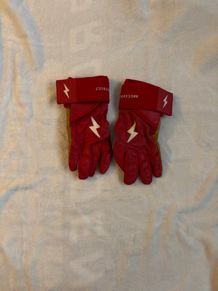 (Used Once) Bruce Bolt youth large long cuff batting glove red